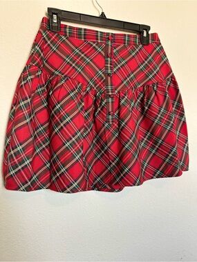 Sugarlips Red Plaid Circle Skater Skirt
